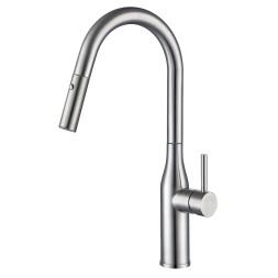 Смеситель для кухни 35к G4398-45 GAPPO нерж. сталь, высокий выдвижной излив, САТИН - G4398-45 