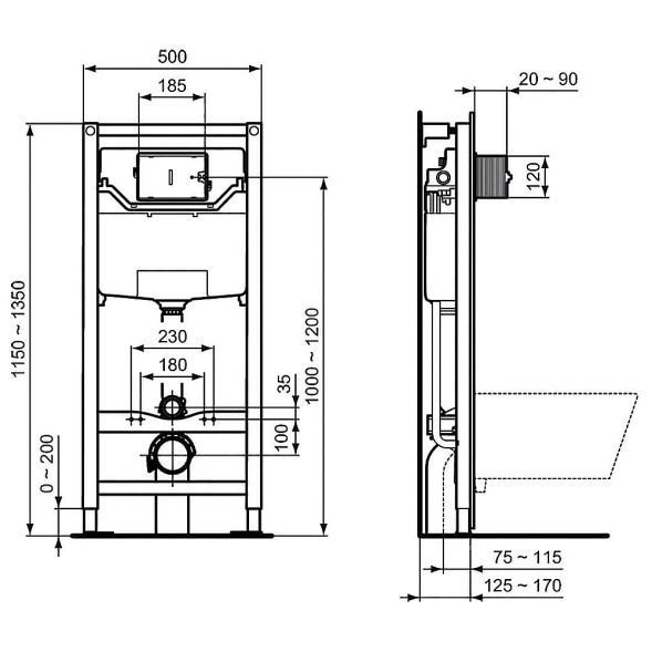Инсталляция для подвесного унитаза Ideal Standard Prosys (R0204промо)