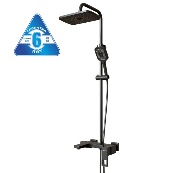 Душевая система 35к MIXLINE ML34-06 &amp;quot;Solo Black&amp;quot; излив лейка 3 поз.+лейка&amp;quot;Тропический душ&amp;quot; ЧЕРНЫЙ - ML34-06 