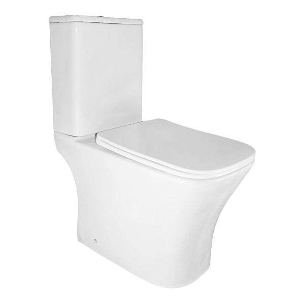 Унитаз-компакт Azario Kashmir 340х650х770 напольный, безободковый, в комплекте с быстросъемным сиденьем микролифт (AZ-9143S)