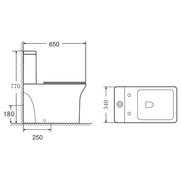 Унитаз-компакт Azario Kashmir 340х650х770 напольный, безободковый, в комплекте с быстросъемным сиденьем микролифт (AZ-9143S)