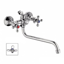 Смеситель для ванны и раковины 1/2 кер L2112 Ledeme КРЕСТ 3-х лепест, латунь - L2112