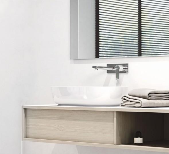 Смеситель для раковины  KLUDI ZENTA SL, настенный, внешняя монтажная часть, длина излива, 180 мм, хром (482470565)