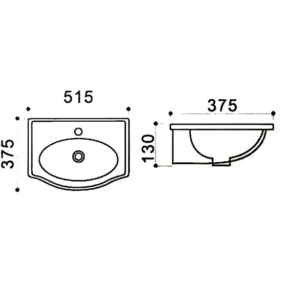 Раковина Azario 51,5х37,5х13 подвесная, белая (AZ-405)