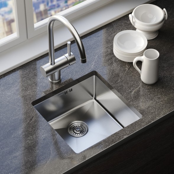 Мойка подст.монтаж 45х45 (3,0) вып 3 1/2  MIXLINE PRO 20см с сифоном (сатин) - 547225 