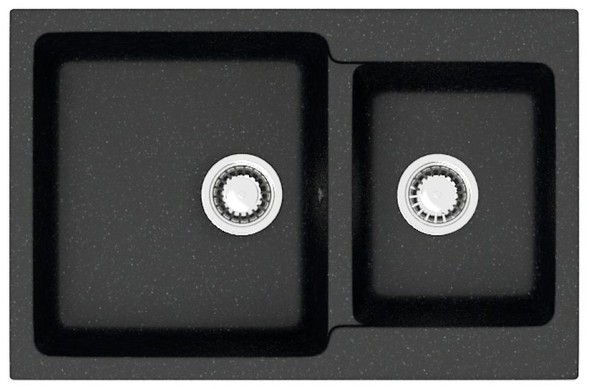 Кухонная мойка AZARIO Grand 765х500х190 двойная, искусственный мрамор, цвет Черный (CS00079903)