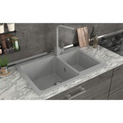 Мойка ML-GMS13 СТАНДАРТ двухчашевая, светло-серый (310), 767*502*190мм - 00-00003522 