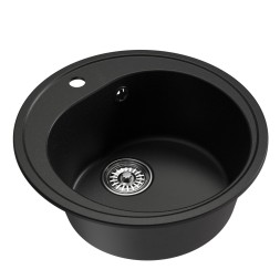 Мойкa ML-GM11 КОМФОРТ круглая, ультра-черная (344), 500мм (глуб. чаши 180) - 00-00009310 