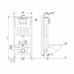 Система инсталляции WAVE без кнопки, ПНЕВМАТИКА 500 мм - 552519 