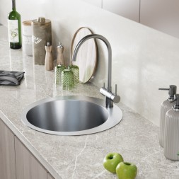 Мойка настол.монтаж D50 (3,0) вып 3 1/2 круглая  MIXLINE PRO 20см с сифоном (сатин) - 554768 