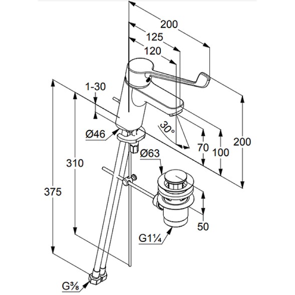 Смеситель для раковины Kludi Pure Easy керамический картридж, с донным клапаном, хром (372870565)