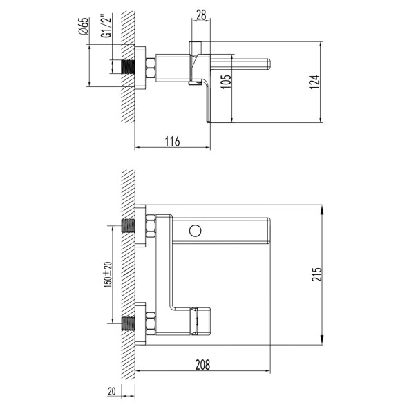 Смеситель для ванны и душа Azario BLAKE с ручным душем, керамический картридж, хром (AZ-VBT238205C)