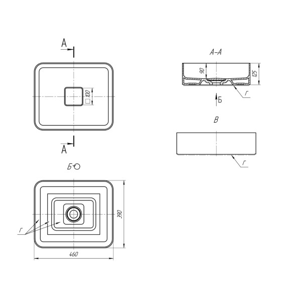 Раковина накладная на столешницу &amp;quot;Джой-46*39&amp;quot; ш*г (Dreja) - 641945 