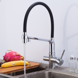 Смеситель для кухни 35к G4398-7 GAPPO гиб. излив, с вых. для пит. фильтра, ЧЕРНЫЙ-хром - G4398-7 