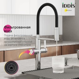 Смеситель для кухни 30к IDDIS IKNSBFFi05 &amp;quot;Ikon&amp;quot; с вых для пит. фильтра выс.гибкий излив ХРОМ - IKNSBFFi05 