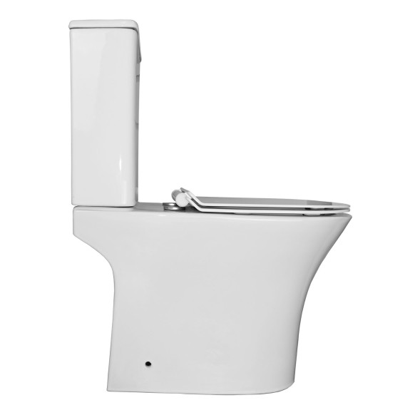 Унитаз-компакт Azario FRETTA ROUND 650х340х770 напольный, безободковый, со смывным механизмом Geberit, бачком и сиденьем микролифт (AZ-1217 + AZ-1216-G)