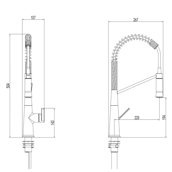 Смеситель для кухонной мойки Azario SPRING выдвижной излив, керамический картридж, подключение к фильтру для воды, хром (AZ-VGT569183C)