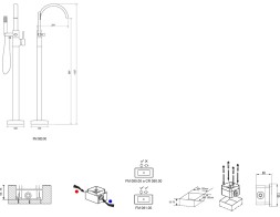 Смеситель для ванны Ravak FM 080.00, напольный, однорычажный, с душевой лейкой, хром  (X070059)
