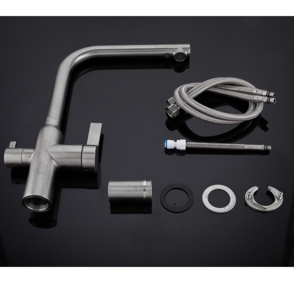 Смеситель для кухни 35к G4399-4 GAPPO с вых. для питьевого фильтра, нерж. сталь, САТИН - G4399-4 