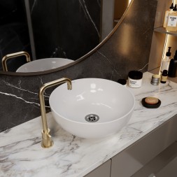 Раковина накладная на столешницу WAVE Round 405*405*140 ш*г*в без перелива,белый,круг - 552545