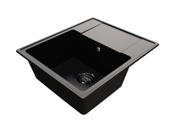 Мойкa ML-GMU05 УЛЬТРА с крылом, черный камень, 575*495 мм (глуб. чаши 190) - 00-001417 