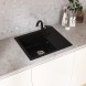 Мойкa ML-GMU05 УЛЬТРА с крылом, черный камень, 575*495 мм (глуб. чаши 190) - 00-001417 