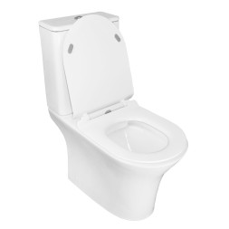 Унитаз-компакт Azario FRETTA ROUND 650х340х770 напольный, безободковый с бачком и сиденьем микролифт (AZ-1217 + AZ-1216)