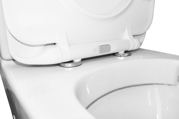 Унитаз-компакт Azario Renda 615х365х840 напольный, безободковый,  в комплекте с арматурой, сиденье микролифт, белый (AZ-8693)