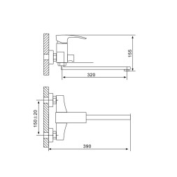 Смеситель для ванны и раковины 35к G2207 GAPPO див корп L-нос, ХРОМ - G2207 