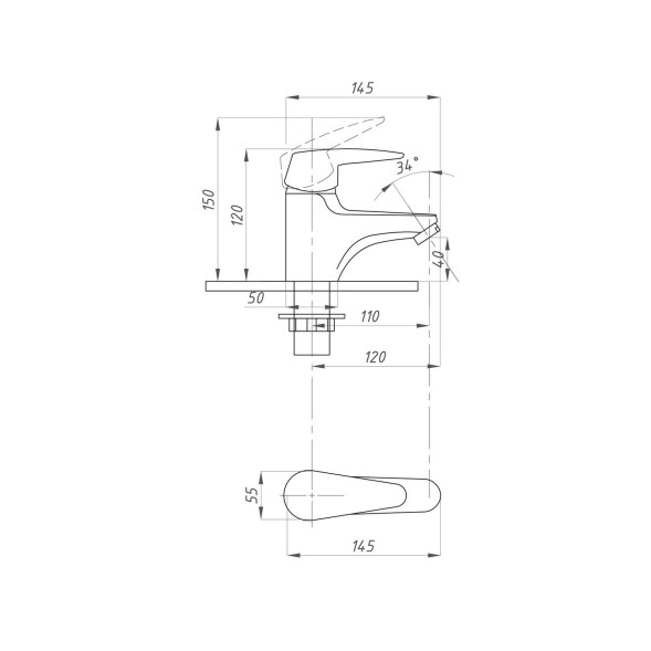 Смеситель для раковины 40к ПРОФСАН ПСМ-740-072 &amp;quot;ЕВРО&amp;quot; литой, п/гайку,без подводки,ХРОМ - PSM-740-072 