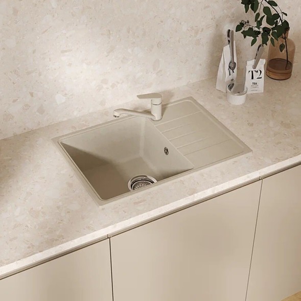 Мойкa ML-GMU06 УЛЬТРА с крылом, бежевый камень, 600*420 мм (глуб. чаши 170) - 00-001419 