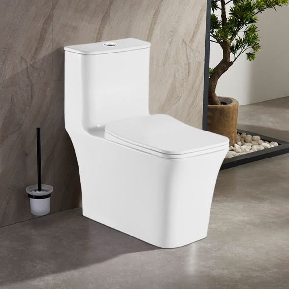 Унитаз-моноблок AZARIO GRESSA 705х370х760 напольный, безободковый, в комплекте с сиденьем дюропласт микролифт, белый (AZ-1111)