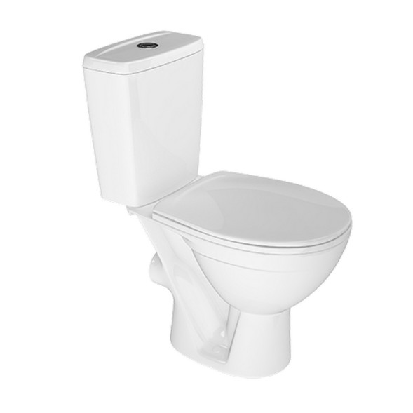 Унитаз-компакт &amp;quot;Соло&amp;quot; белый (гориз, нижн, сид. полип.быстросъёмн, 2-кн.арм.) (Rosa) - 4640021061107 