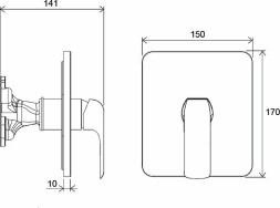 Смеситель для душа Ravak Flat FL 066.00 внешняя часть, хром (X070124)