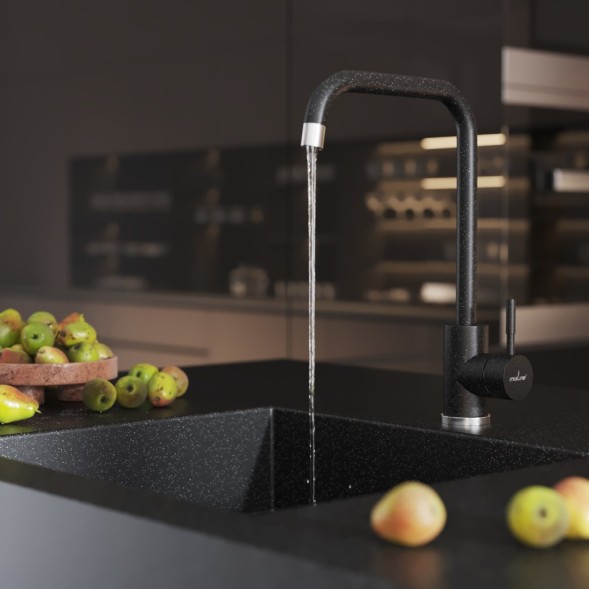 Смеситель для кухни 35к MIXLINE ML-GS12 (308) черный высок. излив - ML-GS12 (308) 