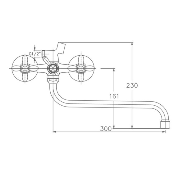 Смеситель для ванны и раковины 1/2 кер HB2227 HAIBA с шар перекл - HB2227 