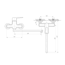 Смеситель для ванны и раковины 40к ПРОФСАН ПСМ-777-017 "ПЛЮС" эксцентрики "ЕВРО", ХРОМ - PSM-777-017