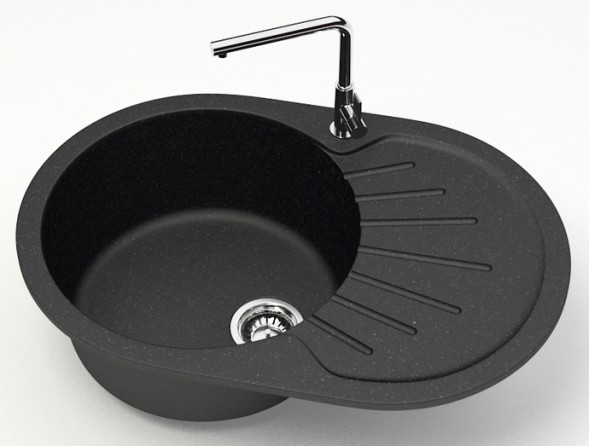 Кухонная мойка AZARIO Flora 730x450x215 искусственный мрамор, цвет черный (CS00079913)