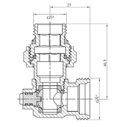 Узел нижнего подключения 1/2x3/4ЕК OGINT угловой раздельный - 022-4723 