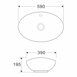 Раковина накладная на столешницу WAVE Star 590*390*195 ш*г*в с переливом,белый,овал - 552547