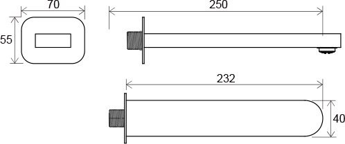 Излив на ванну Ravak с аэратором, 23 см, хром (X07P113)