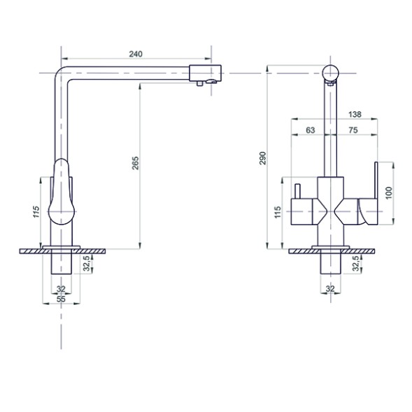Смеситель для кухни 35k MIXLINE MLSS-03201 БРОНЗА  подкл.к фильтру* - MLSS-03201 Бронза 