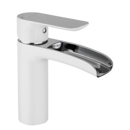 Смеситель для раковины 25к G1048-8 GAPPO литой, каскадный излив, п/гайку, БЕЛЫЙ-ХРОМ - G1048-8 