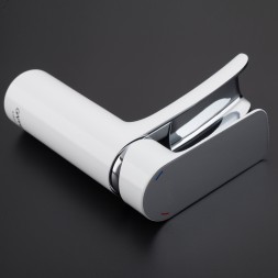 Смеситель для раковины 25к G1048-8 GAPPO литой, каскадный излив, п/гайку, БЕЛЫЙ-ХРОМ - G1048-8 