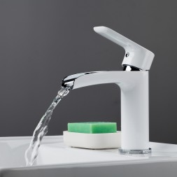 Смеситель для раковины 25к G1048-8 GAPPO литой, каскадный излив, п/гайку, БЕЛЫЙ-ХРОМ - G1048-8 