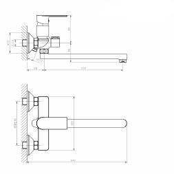 Смеситель для ванны и раковины 35k MIXLINE ML26-02 "Life" - ML26-02