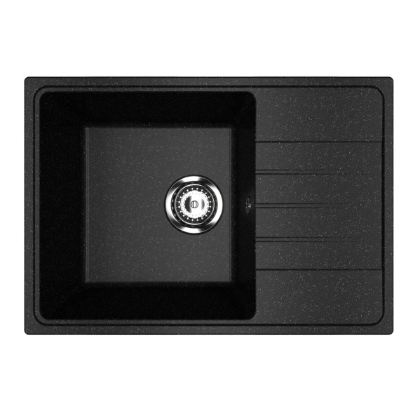 Мойкa ML-GMU06 УЛЬТРА с крылом, черный камень, 600*420 мм (глуб. чаши 170) - 00-001421 