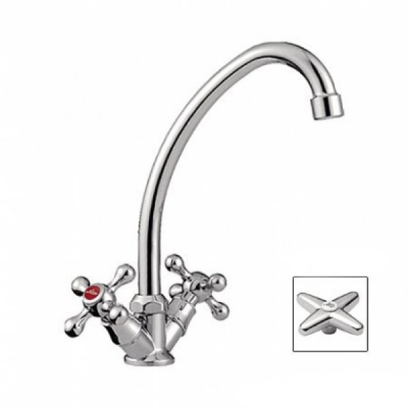 Смеситель для кухни 1/2 кер L4020 Ledeme КРЕСТ, силумин - L4020 