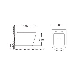 Унитаз подвесной AZARIO FONTI 535x365x310 безободковый, в комплекте с сиденьем микролифт, белый (AZ-402W)