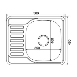Мойка врез 58х48 (0,8) прав вып 3 1/2 MIXLINE 18см с сифоном - 535618